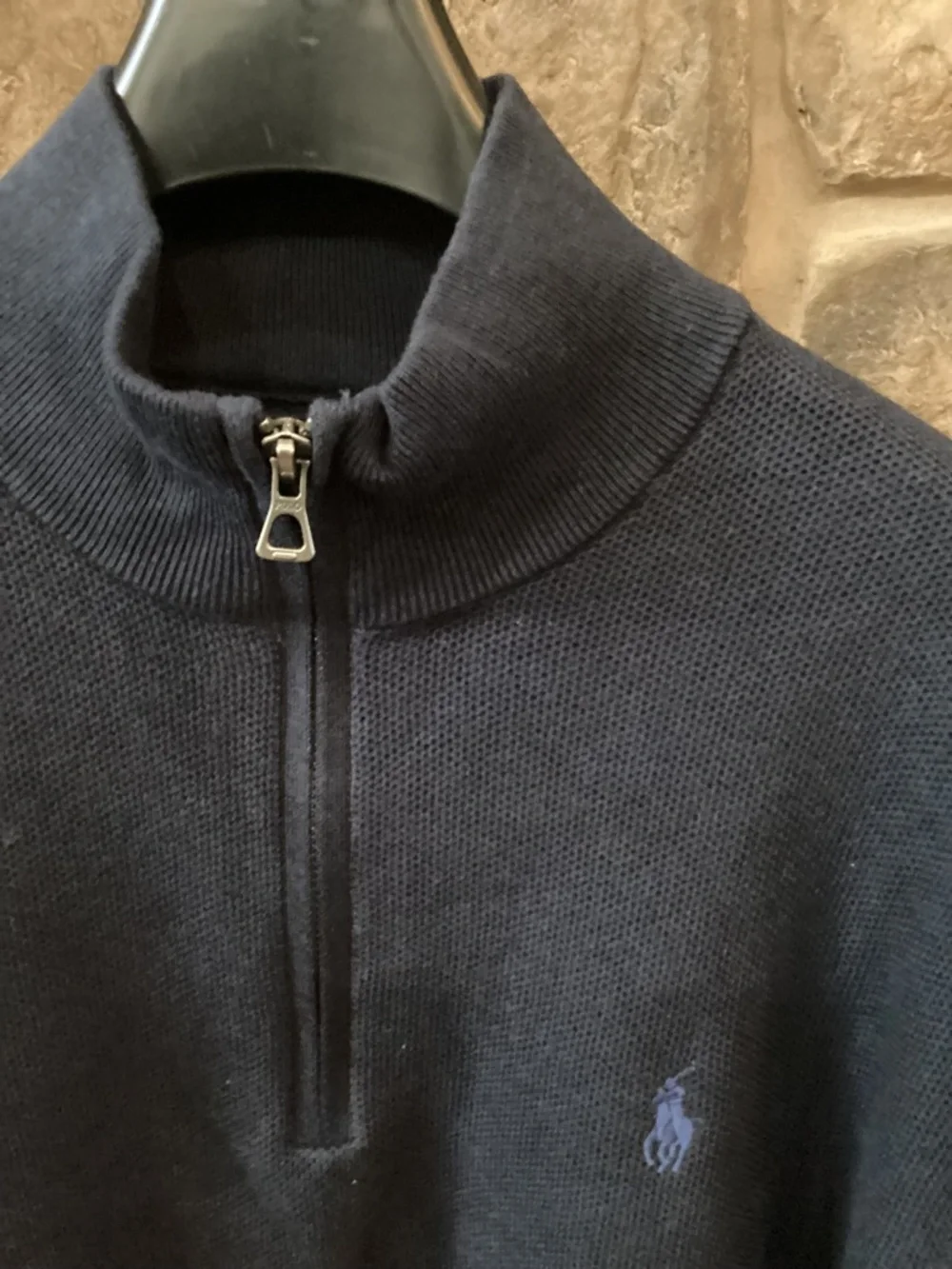 Polo Ralph Lauren Men's Mesh Knit Cotton Quarter Zip Sweater XL Navy Heather NWT
